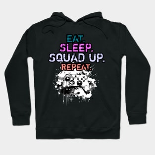 Cool Eat Sleep Squad Up Repeat Gamer Live Streamer Hoodie